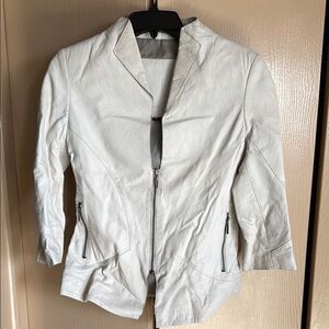Cigno Nero Women's White Leather Jacket Sz 38